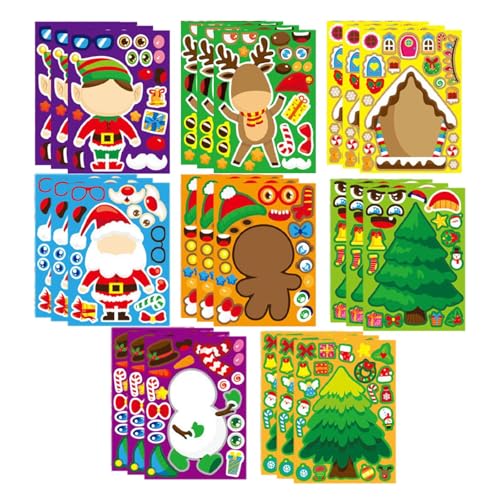Badiman 24 Blätter Weihnachtsaufkleber für Kinder DIY Bastelprojekte Festliche Motive Aus Papier für Zuhause Und Klassenzimmer, Style A Badiman 24 Blätter Weihnachtsaufkleber für Kinder DIY Bastelprojekte Festliche Motive Aus Papier für Zuhause Und Klassenzimmer, Style A von Badiman