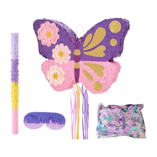 Badiman Bunte Schmetterlings-Piñata mit Stab für Feiern und Events von Badiman