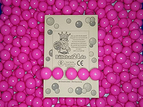 100 Bälle, Bio-Kunststoff Bällebad Bälle aus nachwachsenden Zuckerrohr - Rohstoffen, 6cm Ø, Kindergarten und Gewerbequalität - Pink von Bällebad24