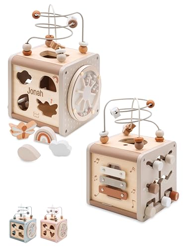 Bärenfreunde® - Personalisierter Motorikwürfel Holz - Montessori Würfel - Baby Motorikspielzeug ab 1 Jahr - Kinderspielzeug 18 Monate von Bärenfreunde