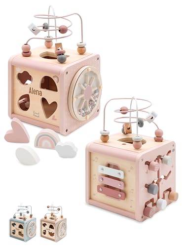 Bärenfreunde® - Personalisierter Motorikwürfel Holz - Montessori Würfel - Baby Motorikspielzeug ab 1 Jahr - Kinderspielzeug 18 Monate von Bärenfreunde