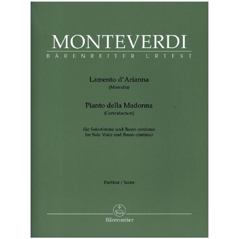 Bärenreiter Urtext / Lamento d'Arianna (Fassungen für Solostimme und Basso continuo) von Bärenreiter