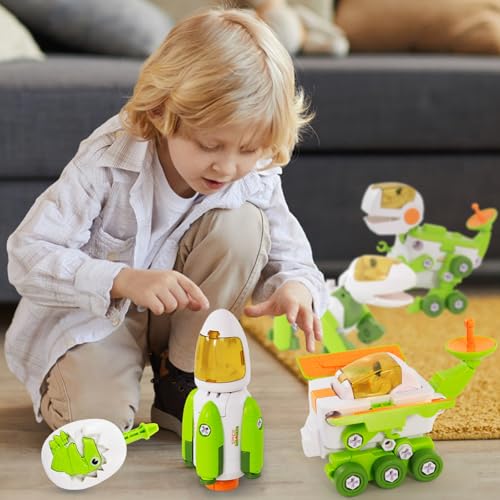Baeroly Raumschiffe Transforming Toy Eine abnehmbare Morphing Rakete und Mond Rover Space Shuttle Spielzeugset für Kinder ab 5 Jahren Jungen, Mädchen von Baeroly