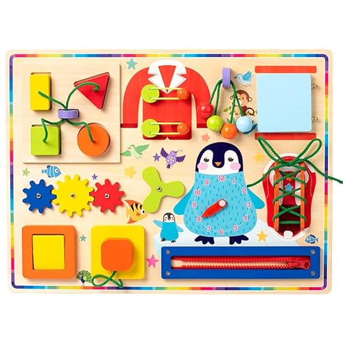 Baeroly Busy Board Montessori-Aktivität für Kinder Ab 1-3 Jahren - Sensorik-Board, Ideales Reise-Spielzeug und Geschenk Mit 11 Aktivitäten, Kinderlernspielzeug, Für Autismus von Baeroly