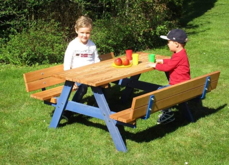 Kinderpicknick-Sitzgruppe mit Rückenlehne, Sitzhöhe 28cm von Bätz Holzspielwaren