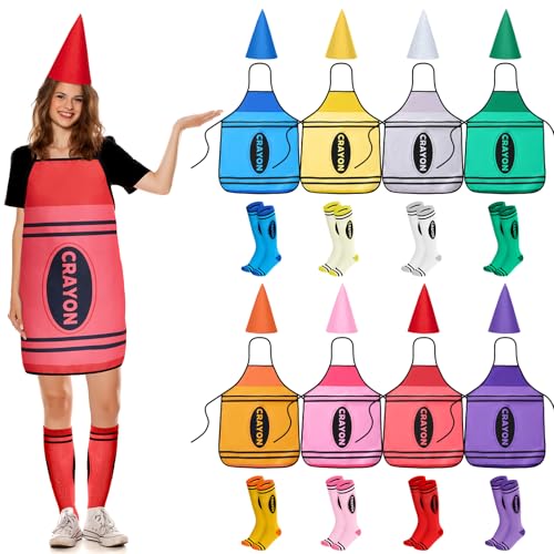 Bafeil 8er-Set Buntstift-Kostüm für Erwachsene, Gruppen-Halloween-Kostüme mit Buntstiftsocken, bunten Buntstift-Schürzen und lustigen Zwergenhüten für Klassenzimmer, Teampartys und Cosplay Bafeil 8er-Set Buntstift-Kostüm für Erwachsene, Gruppen-Halloween-Kostüme mit Buntstiftsocken, bunten Buntstift-Schürzen und lustigen Zwergenhüten für Klassenzimmer, Teampartys und Cosplay von Bafeil