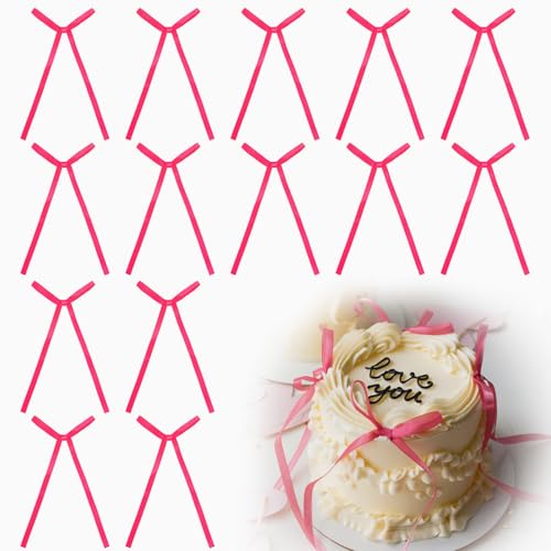 30 Stück Torten Deko Dunkelrosa, Tortendeko Schleife für Torte, Hochzeitstorte Deko Cake Topper Geburtstag, Schleifen für Valentinstag Geburtstag (Dunkelrosa) von Bafiwu