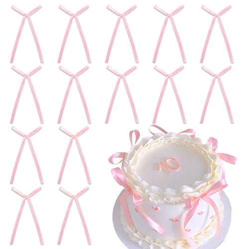 30 Stück Tortendeko Rosa, Tortendeko Schleifen, Hochzeitstorte Deko Cake Topper Geburtstag, Schleifen Deko für Valentinstag Geburtstag (Rosa) von Bafiwu