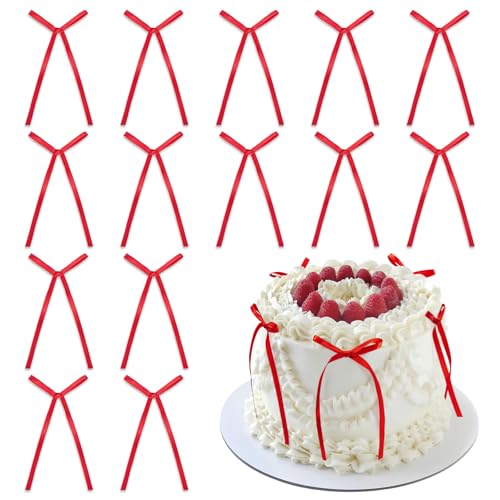 30 Stück Tortendeko Rot, Schleifen Rote Deko, Hochzeitstorte Deko Cake Topper Geburtstag, Rote Schleifen Deko für Valentinstag Geburtstag (Rot) von Bafiwu