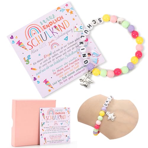 Bafiwu Einschulung Mädchen Geschenk, Armband Schulkind 2025 Mädchen, Armband Einschulung Mädchen Schultüte Füllung Schulanfang Geschenk Glücksbringer mit Grußkarte Geschenkbox Bafiwu Einschulung Mädchen Geschenk, Armband Schulkind 2025 Mädchen, Armband Einschulung Mädchen Schultüte Füllung Schulanfang Geschenk Glücksbringer mit Grußkarte Geschenkbox von Bafiwu