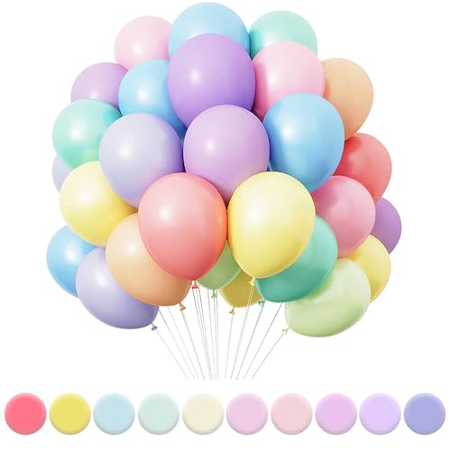 Luftballons Pastell 100 Stück, 25cm Bunte Luftballon Geburtstag für Deko Geburtstag Ballons,Deko Hochzeit,Party Deko (Pastell) von Bafiwu
