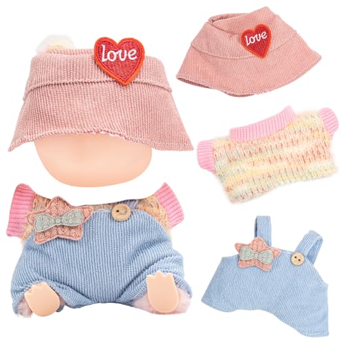Puppenkleidung 17cm, 3 Stück Puppen Kleidung kompatibel mit 17cm labubus Zubehör, la bubu Clothing labobo Outfit lalabubu Clothes Doll Accessoires Puppenzubehör (ohne Puppe) (Blau) von Bafiwu