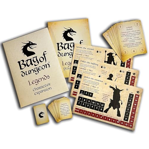 Bag of Dungeon: Legends-Charakter-Erweiterungspaket – Verwendung mit jedem BOD-Spiel – enthält Zauberer, Halbling, Minotaurus – klassisches Schwert und Zauberei Gaming von Bag of Dungeon
