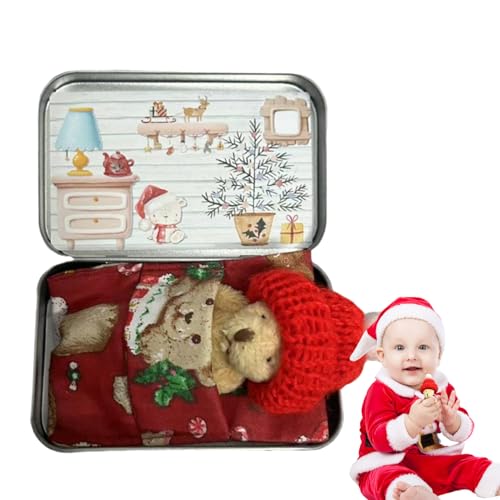 Bagiaope Taschenbär, Taschenbär-,Weihnachtsplüschpuppe - Weihnachtsbox-Bär-Plüschpuppe, weiches Stofftierspielzeug, Taschenbär-skartenset für Weihnachten von Bagiaope