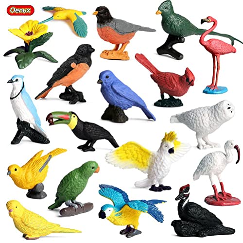 Bagima 17 Stücke Simulierte Vogel Tiere Papagei Modell Figur Spielzeug PVC Flamingo Vögel Figur Sammlung Spielset Kuchendeckel Geschenk für Kinder Lernspielzeug von Bagima