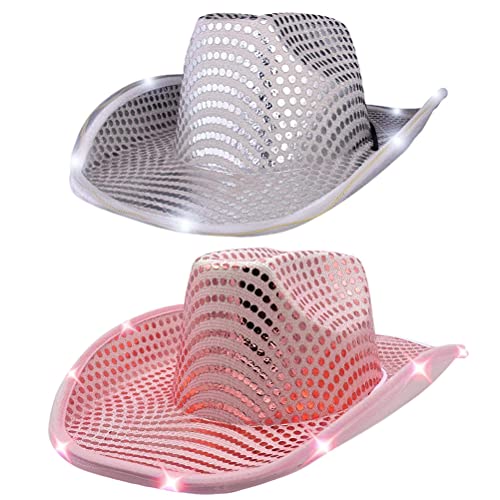 Bagima Beleuchteter Cowgirl-Hut, 2-teilige Halloween-Halloween-Cowboy-Kappe mit holografischem Weltraum, 38 * 32 * 12 cm, leuchtender Cowboy-Hut, Kuh-Mädchen, verkleiden Sich Halloween, Bagima Beleuchteter Cowgirl-Hut, 2-teilige Halloween-Halloween-Cowboy-Kappe mit holografischem Weltraum, 38 * 32 * 12 cm, leuchtender Cowboy-Hut, Kuh-Mädchen, verkleiden Sich Halloween, von Bagima