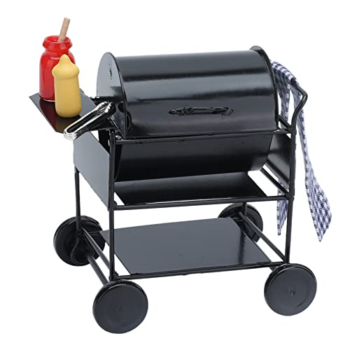 Bagima Mini-Grill-Set aus Emaille, 1:12, Miniatur-BBQ-Grill, Puppenhaus-Dekorationszubehör, Puppenhaus-Kochwerkzeug, Gartendekoration von Bagima