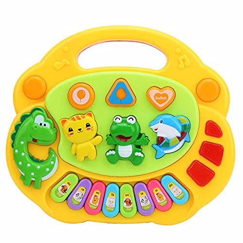 Bagima Musik-Tastatur-Spielzeug, Niedliches Cartoon-Tiermuster, Baby-Musikspielzeug, Baby-Musiktastatur, Klavier-Set, Kleinkind, Pädagogisches Musikspielzeug mit Licht ((CP5097 gelb)) von Bagima