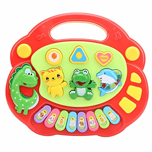 Bagima Musik-Tastatur-Spielzeug, Niedliches Cartoon-Tiermuster, Baby-Musikspielzeug, Baby-Musiktastatur, Klavier-Set, Kleinkind, Pädagogisches Musikspielzeug mit Licht ((CP5097 rot)) von Bagima
