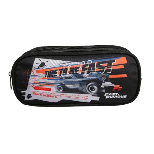 Bagtrotter - 1 rechteckiges Federmäppchen, 2 Fächer, Fast and Furious Maße: 22 x 8 x 7 cm, Schwarz, Zeitgenössisch Bagtrotter - 1 rechteckiges Federmäppchen, 2 Fächer, Fast and Furious Maße: 22 x 8 x 7 cm, Schwarz, Zeitgenössisch von Bagtrotter