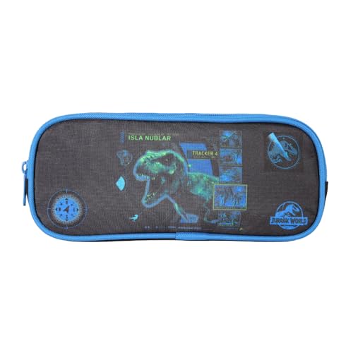 Bagtrotter - Jurassic World - Rechteckiges Schulmäppchen - Schwarz und Blau - 2 Fächer mit Reißverschluss - 23x7x10cm - Material Polyester - Zubehör und Schreibwaren für die Schule Bagtrotter - Jurassic World - Rechteckiges Schulmäppchen - Schwarz und Blau - 2 Fächer mit Reißverschluss - 23x7x10cm - Material Polyester - Zubehör und Schreibwaren für die Schule von Bagtrotter
