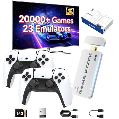 2025 Upgrade Retro Spielkonsole Stick, Plug & Play TV Spielekonsole mit 23 Emulatoren & 20.000+ Klassischen Spielen, 4K HDMI Ausgang, Dual 2.4G Drahtlose Controller, 64GB TF Karte, Kompatibel mit TV/P 2025 Upgrade Retro Spielkonsole Stick, Plug & Play TV Spielekonsole mit 23 Emulatoren & 20.000+ Klassischen Spielen, 4K HDMI Ausgang, Dual 2.4G Drahtlose Controller, 64GB TF Karte, Kompatibel mit TV/P von Bagzoo