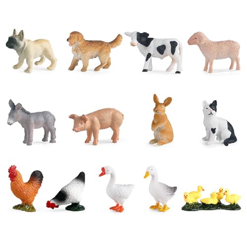 BaiDekun 13 Stück Mini-Tierfiguren, Realistisch Bauernhoftiere Spielzeug für Kuchendeckel, Geburtstag Gastgeschenke Geschenk, Lernspielzeug von BaiDekun