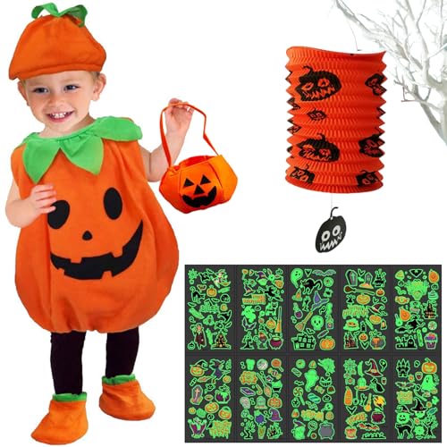 BaiDekun 16 Stück Halloween Kostüm Kinder, Halloween Kostüm, Zauberer Kostüm mit Hut, Schuhen, Süßigkeitenbeutel und Halloween Sticker, für Fasching Party und Trick or Treat, Größe 90 cm von BaiDekun