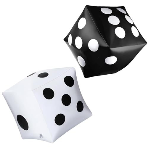 BaiDekun 2 Stück Aufblasbares Würdelspielzeug, 30 cm Riesenwürfel für Rasenspiele & Poolparty (Schwarz und Weiß) von BaiDekun