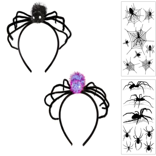 BaiDekun 2 Stück Halloween Stirnband mit 2 Spinnen-Tattoos, Lila-Schwarz Haarreifen – Kostüm Zubehör für Karneval, Party & Cosplay Maskerade BaiDekun 2 Stück Halloween Stirnband mit 2 Spinnen-Tattoos, Lila-Schwarz Haarreifen – Kostüm Zubehör für Karneval, Party & Cosplay Maskerade von BaiDekun