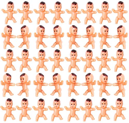 Mini Kunststoff Babys, 100 Stück Kleine Figuren Puppen Babies Born Dusche für Dusche Party Gefallen Eiswürfel Dekorationen Baden und Basteln, 1 inch von BaiJ
