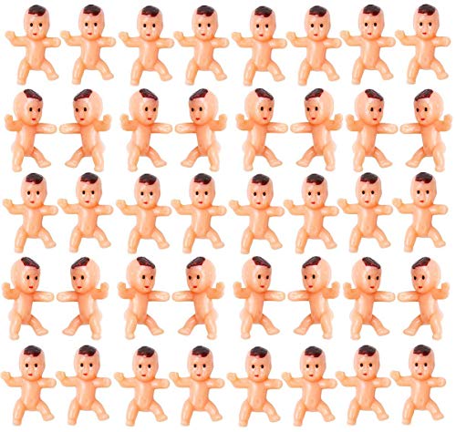 Mini Kunststoff Babys, 100 Stück Kleine Figuren Puppen Babies Born Dusche für Dusche Party Gefallen Eiswürfel Dekorationen Baden und Basteln, 1 inch von BaiJ