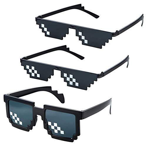 Pixel Sonnenbrille,3er Pack Thug Life Sonnenbrille Mosaik Sonnenbrillen Deal Mosaik-Gläser 8 Bit Style Brille Pixelbrille für Männer Frauen Damen Herren Kinder Party Dekoration Schwarz Pixel Sonnenbrille,3er Pack Thug Life Sonnenbrille Mosaik Sonnenbrillen Deal Mosaik-Gläser 8 Bit Style Brille Pixelbrille für Männer Frauen Damen Herren Kinder Party Dekoration Schwarz von BaiJ