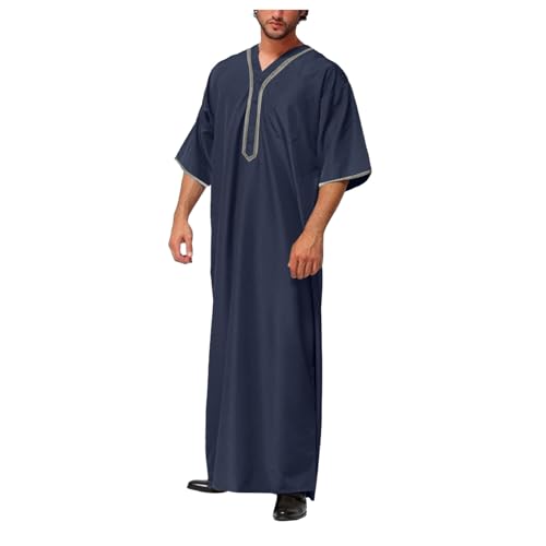 Baiomawzh Pfarrer Kostüm, Scheich Kostüm Herren Gebetskleidung für Männer Abaya Ihram Kleidung Lang Pfarrer Abaya Kaftan Scheich Aladdin Arabische Kleidung Marineflotte 4XL Baiomawzh Pfarrer Kostüm, Scheich Kostüm Herren Gebetskleidung für Männer Abaya Ihram Kleidung Lang Pfarrer Abaya Kaftan Scheich Aladdin Arabische Kleidung Marineflotte 4XL von Baiomawzh