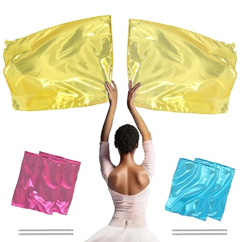 Baisdan 6 Stück 66 x 53,3 cm Anbetungsflaggen für Kinder, Anfänger, Lob Tanzfahnen für Anbetung, Kirchenflagge mit Teleskopstange, 6 Stück, Hellblau + Gold + Rose von Baisdan