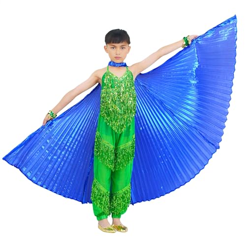 Baisdan Kinder Isis Wings (Flügel + Stock + Tragetasche) Bauchtanz Performance Kostüme Engelsflügel für Mädchen Dunkelblau von Baisdan