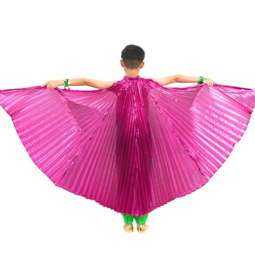 Baisdan Kinder Isis Wings (Flügel + Stock + Tragetasche) Bauchtanz Performance Kostüme Engelsflügel für Mädchen Rose Rot von Baisdan