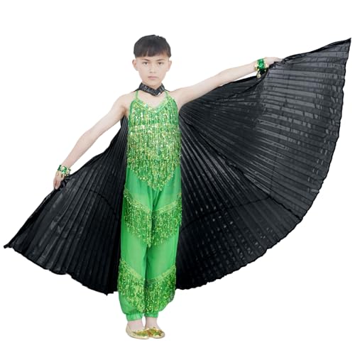 Baisdan Kinder Isis Wings (Flügel + Stock + Tragetasche) Bauchtanz Performance Kostüme Engelsflügel für Mädchen Schwarz von Baisdan