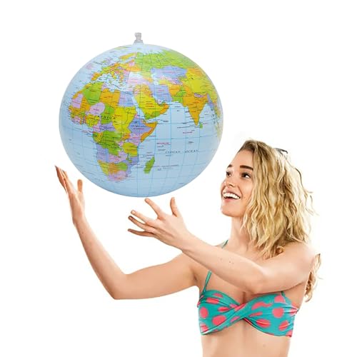 Bajbumgn Aufblasbarer Wasserball, aufblasbarer - Weltkugel aus PVC mit Erdexplosion,16-Zoll-aufblasbarer Erd-Wasserball mit topografischer Karte, Wasserball für Kinder, Schule, Klassenzimmer, von Bajbumgn
