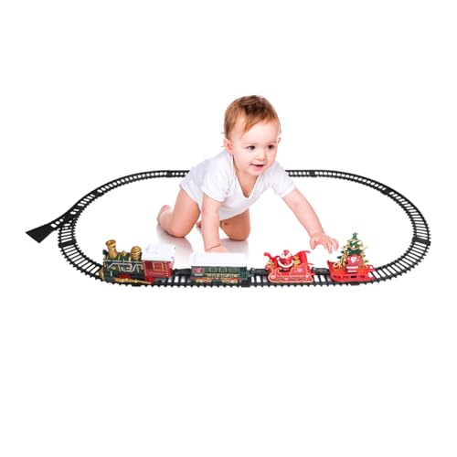 Bajbumgn Christmas Train Set,Elektrische Lokomotiv Eisenbahn Set | Spielzeug Zug Mit Licht Und Sound Für Unter Den Weihnachtsbaum Kinder Holiday Geburtstag Familienaktivität Deko von Bajbumgn