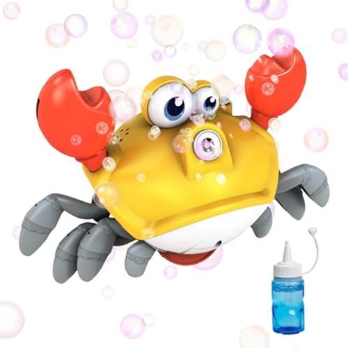 Bajbumgn Kinder Seifenblasenmaschine,Beweglicher Krabbenbläser mit Licht und Musik für Babys - Interaktive Seifenblasenmaschine Mit Licht Und Musik Für Draußen von Bajbumgn