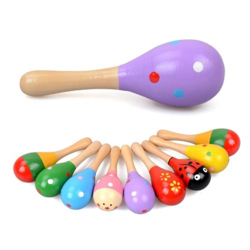Bakemoro 10 Stück Hölzernes Sandhammer-Soundboard-Spielzeug für Kinder und Kleinkinder, Bunter Sensorischer Eierschüttler und Sandhammer (Zufällige Farbe) von Bakemoro