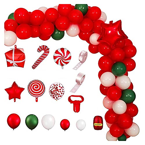Bakemoro 200-teiliges Weihnachtsballonbogen-Girlande-Set, rot/grün/weiß, ideal für Weihnachtsfeier-Dekorationen von Bakemoro