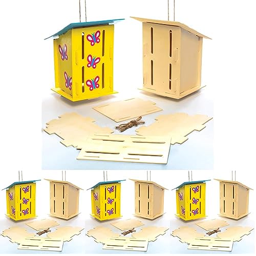 Baker Ross AC811 Ross Holzhaus-Bastelset Schmetterling(2 Stück), Holzfarben, 17 cm (Packung mit 4) von Baker Ross