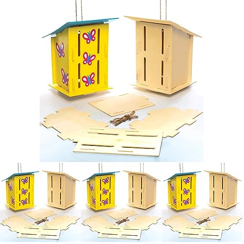 Baker Ross AC811 Ross Holzhaus-Bastelset Schmetterling(2 Stück), Holzfarben, 17 cm (Packung mit 4) von Baker Ross