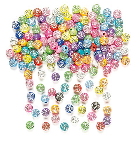 Baker Ross Perlen in Rosenform und mit Funkeleffekt für Kinder zum Basteln und für Schmuck (400 Stück), rosa von Baker Ross