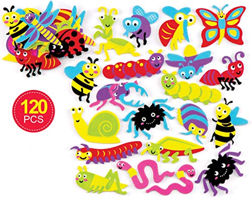 Baker Ross AR228 Ross Moosgummi-Aufkleber Insekten für Kinder zum Gestalten, Basteln und Aufstellen – Kreatives Bilder-Bastelset für Kinder (120 Stück), 25mm-50mm, Sortiert von Baker Ross