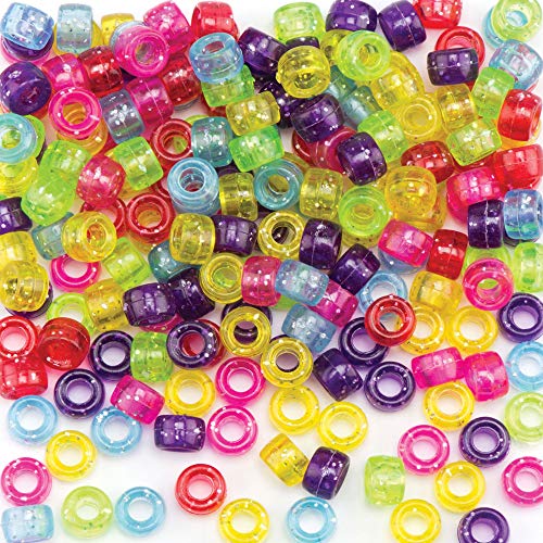 Baker Ross AR306 Ross Glitzernde Pony-Perlen für Kinder zum Gestalten von Schmuck, Perlenarbeiten und Collagen (380 Stück), sortiert von Baker Ross