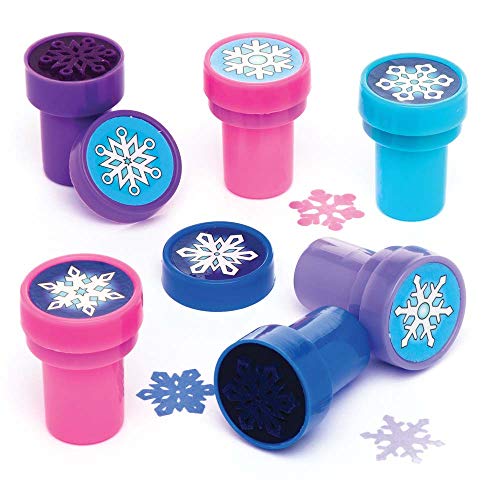 Baker Ross AR771 Ross Selbstfärbende Stempel „Schneeflocke“ für Kinder – für weihnachtliche Bastelarbeiten und Dekorationen (10 Stück), Lila von Baker Ross
