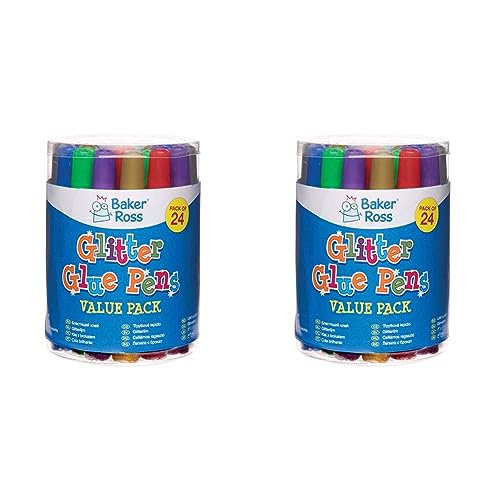 Baker Ross AR874 Ross Glitzerklebestifte für Kinder – perfekt für kreative Bastelarbeiten (24 Stück) (Packung mit 2) von Baker Ross